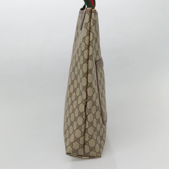 GUCCI GG Supreme Web Sherry Line Tote Bag PVC Beige Gold - Picture 4 of 16